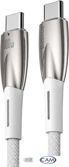 Кабель Baseus Glimmer Series Fast Charging Data Cable USB Type-C - Type-C 100W CADH000702 (1 м, белый)