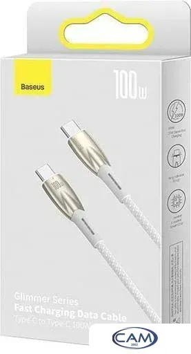 Кабель Baseus Glimmer Series Fast Charging Data Cable USB Type-C - Type-C 100W CADH000702 (1 м, белый)