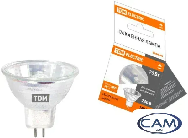 Галогенная лампа TDM Electric MR16 (JCDR) 75 Вт GU5.3 3000К SQ0341-0073