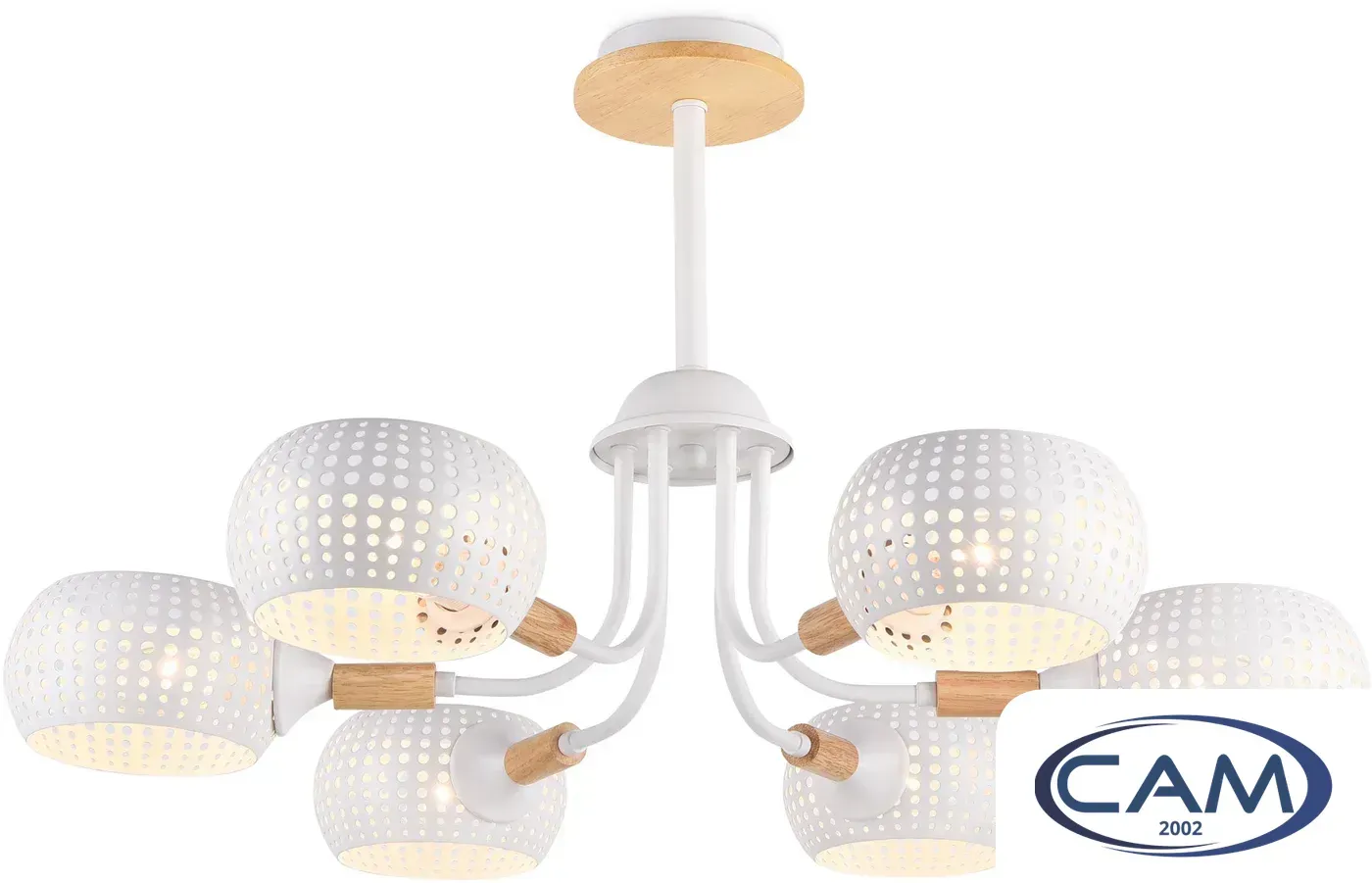 Люстра средней высоты Ambrella light Traditional TR80166/6 WH/LWD (белый/светлое дерево)