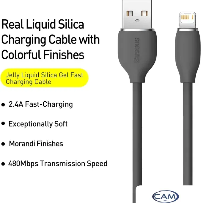 Кабель Baseus Jelly Liquid Silica Gel USB Type-A - Lightning (1.2 м, черный)
