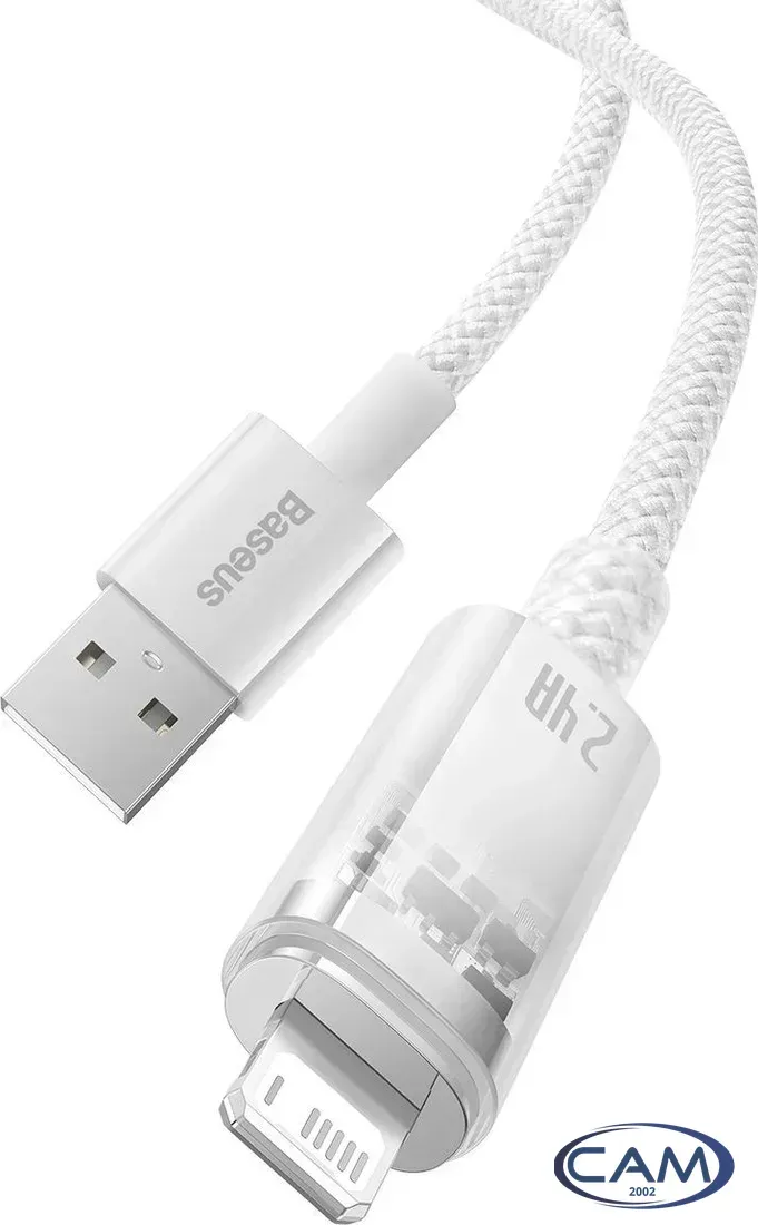 Кабель Baseus Explorer Series Fast Charging Cable with Smart Temperature Control 2.4A USB Type-A - Lightning (1 м, белый)