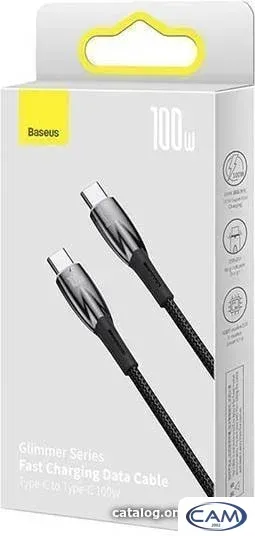 Кабель Baseus Glimmer Series Fast Charging Data Cable USB Type-C - Type-C 100W CADH000801 (2 м, черный)