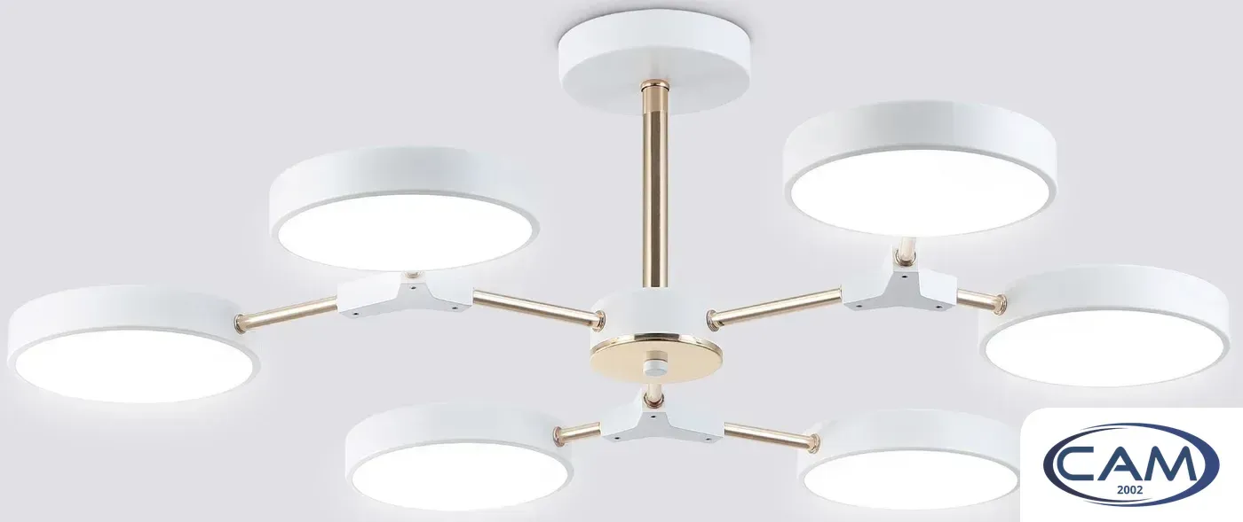 Люстра средней высоты Ambrella light FL516333/6 WH/FGD (белый/золото)