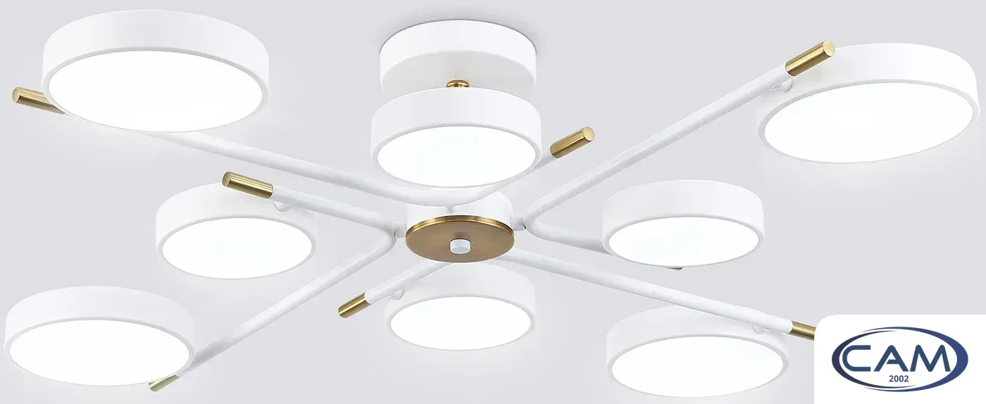 Подвесная люстра Ambrella light FL516338/8 WH/CP (белый/медь)