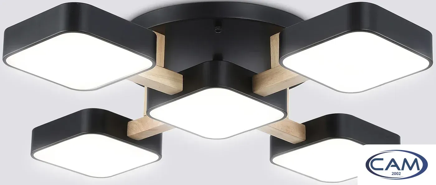Подвесная люстра Ambrella light FL4883/5 BK/WD (черный/дерево)