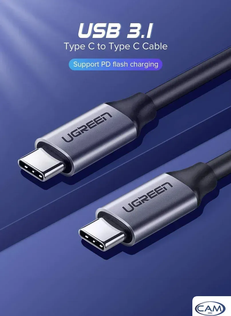 Кабель Ugreen US161 50751 USB Type-C - USB Type-C (1.5 м, черный/серый)