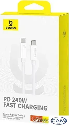Кабель Baseus Superior Series 2 USB4 Full-Function Fast Charging Cable 240W USB Type-C - USB Type-C (1 м, белый)