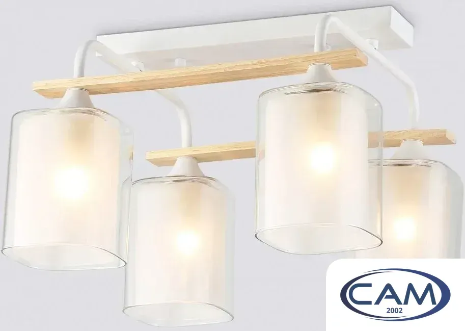 Люстра средней высоты Ambrella light TR3033246/4 WH/WD (белый/дерево)