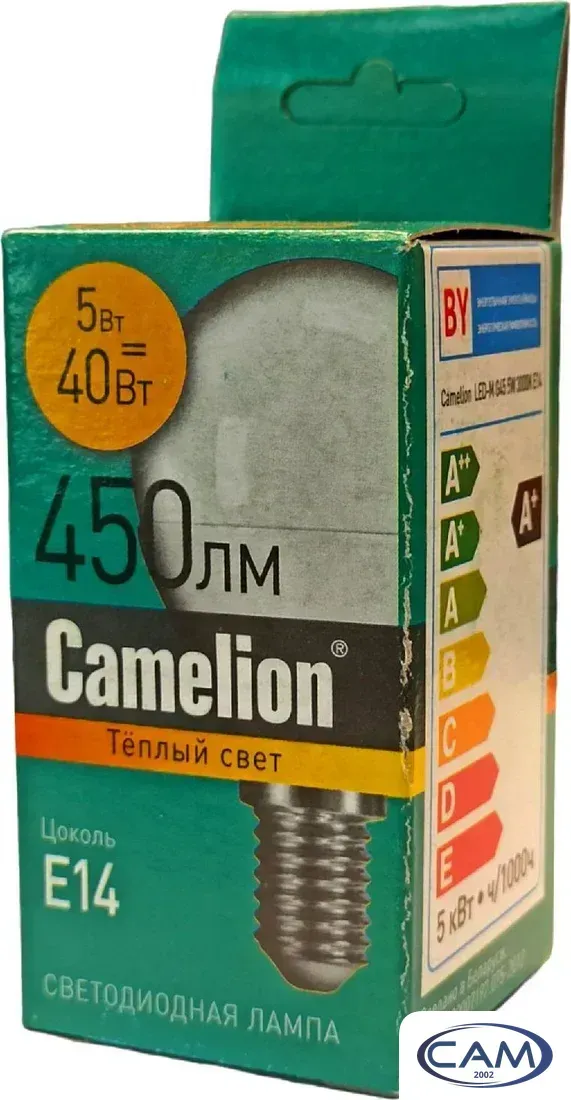 Светодиодная лампочка Camelion Е14 5Вт 3000K G45 15057