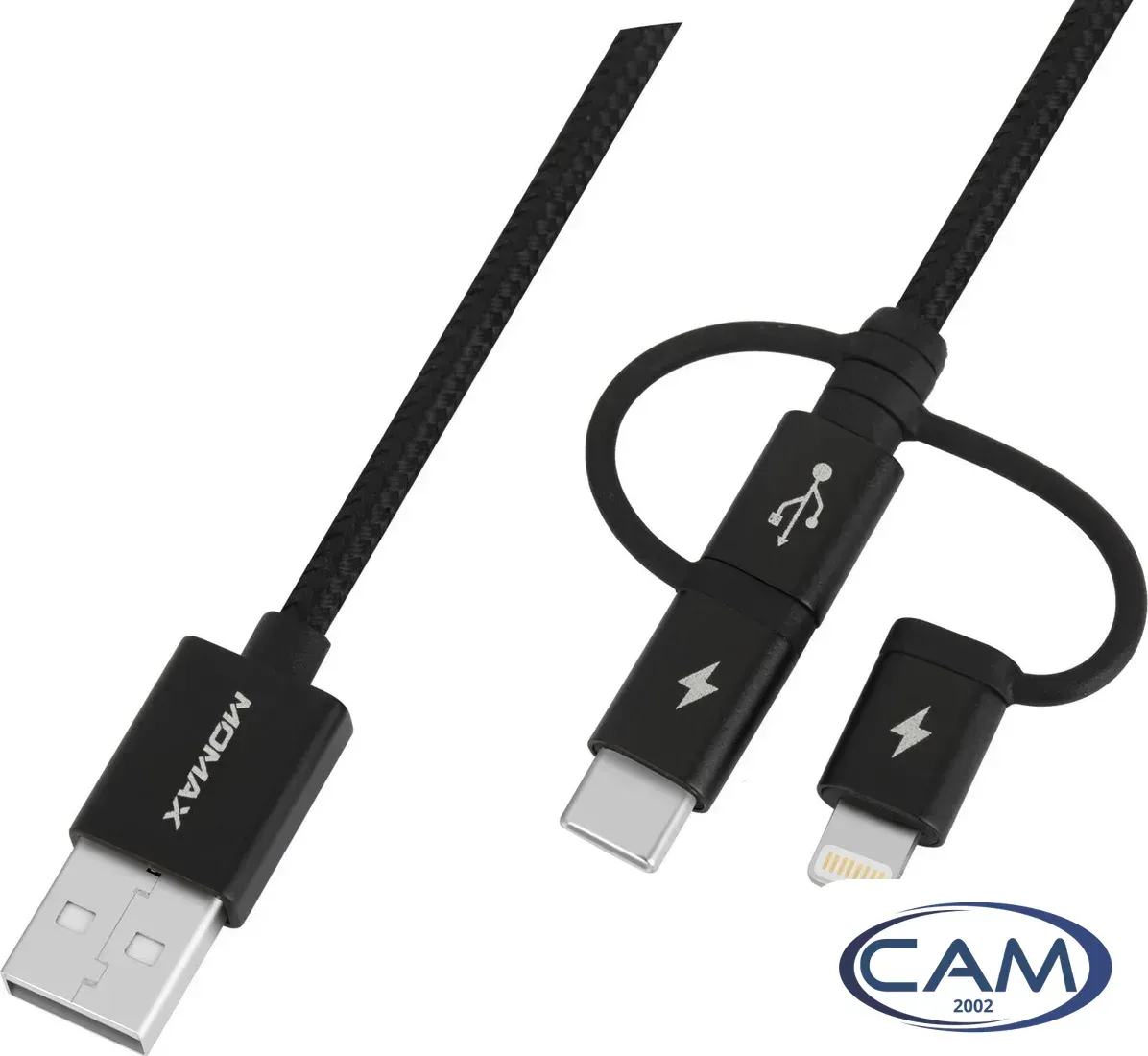 Кабель Momax DX1D OneLink 3-in-1 USB Type-A - Lightning/microUSB/USB Type-C (1 м, черный)