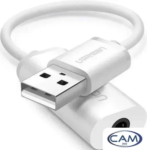 Адаптер Ugreen US206 30712 USB Type-A - 3.5 мм (0.15 м, белый)