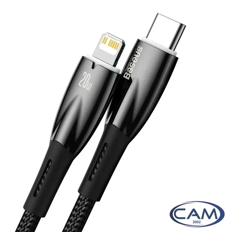 Кабель Baseus Glimmer Series USB Type-C - Lightning (2 м, черный)