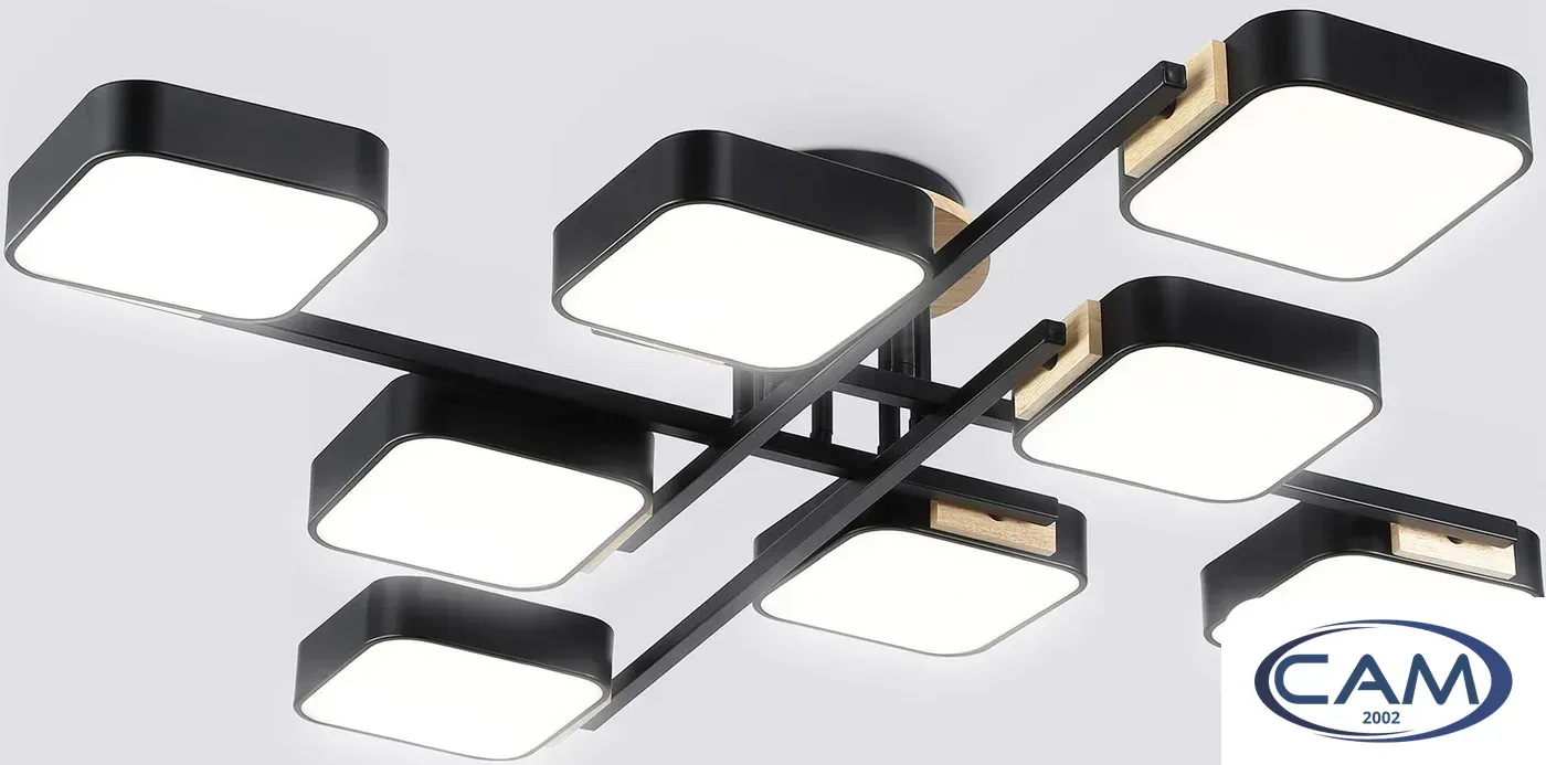 Подвесная люстра Ambrella light FL4890/8 BK/WD (черный/дерево)