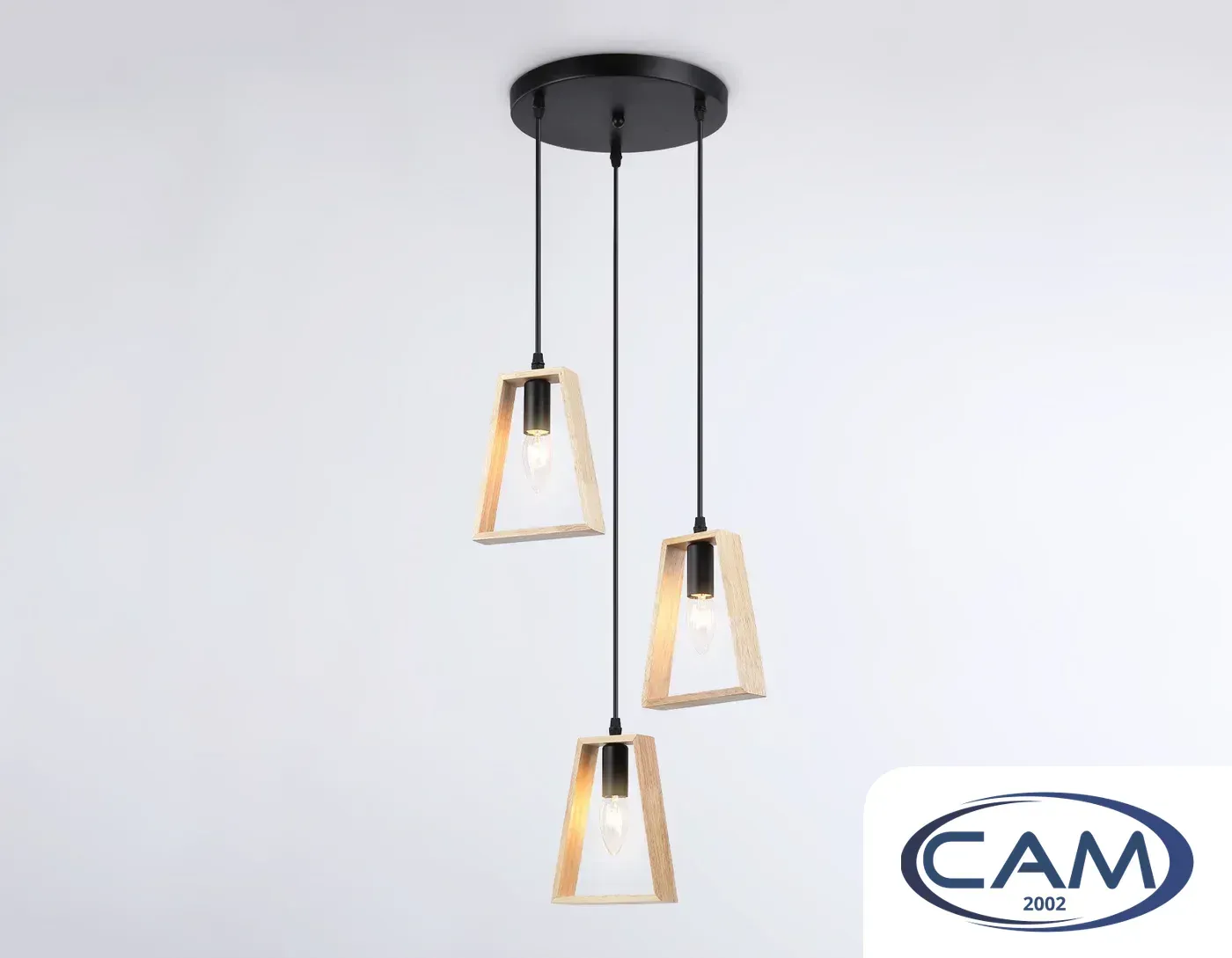 Подвесная люстра Ambrella light Traditional TR80499/3 BK/LW (черный/светлое дерево)