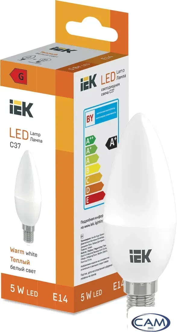 Светодиодная лампочка IEK LED Candle C37 400lm 3000K E14