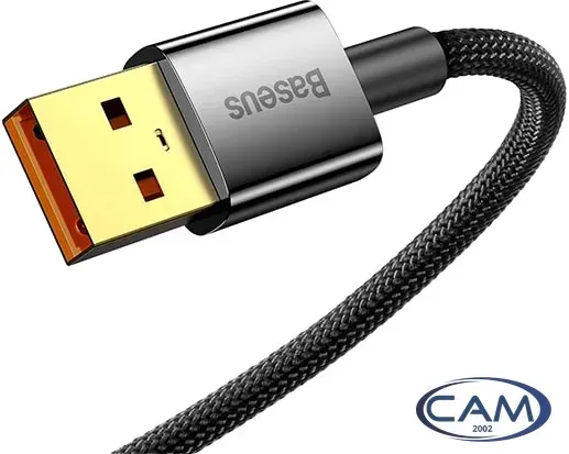 Кабель Baseus Explorer Series Auto Power-Off Fast Charging USB Type-A -USB Type-C (2 м, черный)