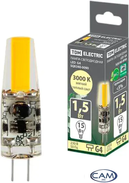 Светодиодная лампочка TDM Electric G4-1,5 Вт-AC/DC 12 В-3000 К SQ0340-0090