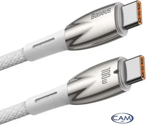 Кабель Baseus Glimmer Series Fast Charging Data Cable USB Type-C - Type-C 100W CADH000702 (1 м, белый)