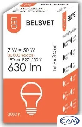 Светодиодная лампочка Belsvet LED-M G45 7 W 3000 К Е27