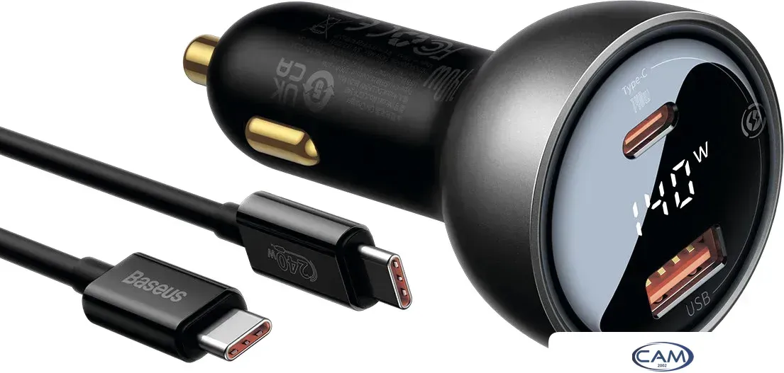Автомобильное зарядное Baseus Digital Display PD3.1 Dual Fast Charger U+С 140W Set CGZX070001