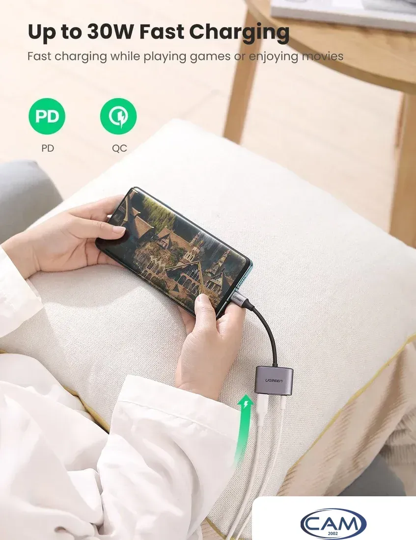 Адаптер Ugreen CM231 60164 USB Type-C - USB Type-C, 3.5 мм