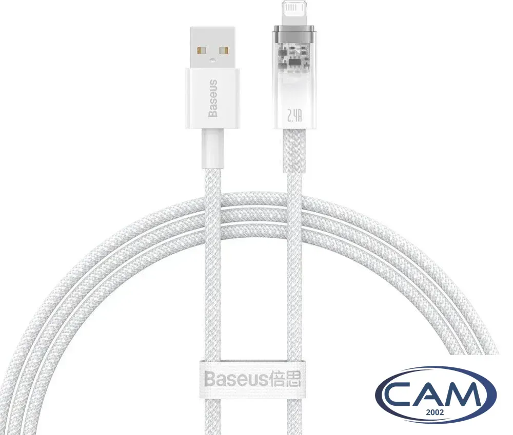 Кабель Baseus Explorer Series Fast Charging Cable with Smart Temperature Control 2.4A USB Type-A - Lightning (1 м, белый)