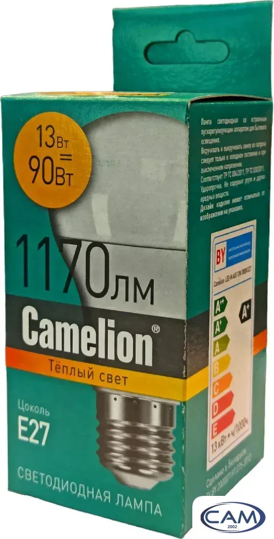 Светодиодная лампочка Camelion Е27 13Вт 3000K A65 15069