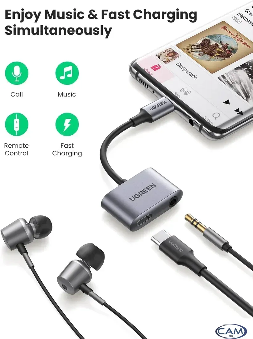 Адаптер Ugreen CM231 60164 USB Type-C - USB Type-C, 3.5 мм