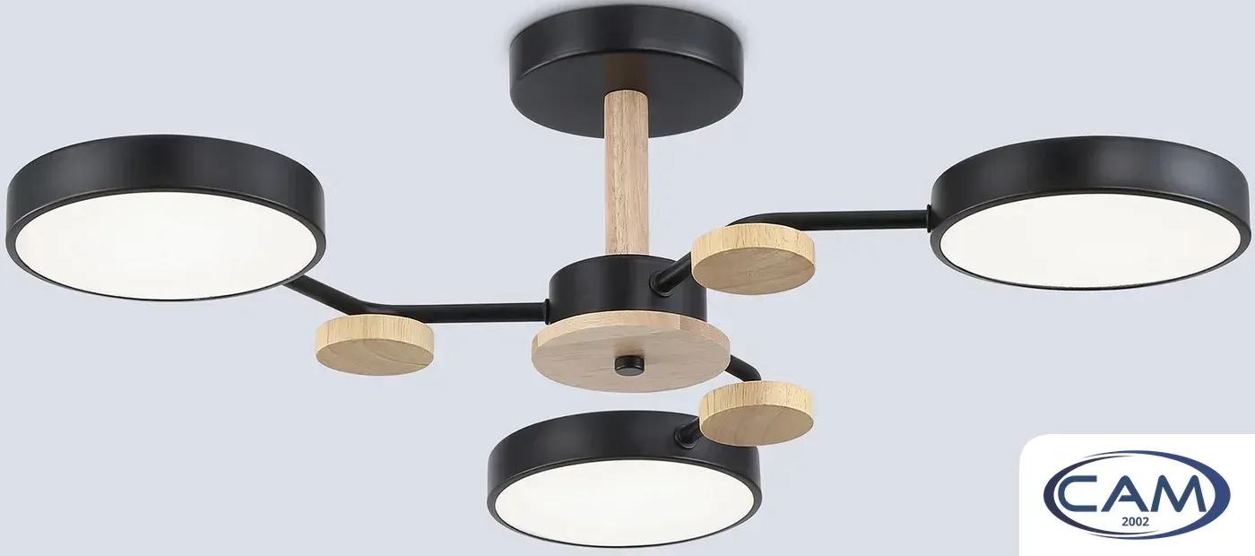 Подвесная люстра Ambrella FL4857/3 BK/WD (черный/дерево)