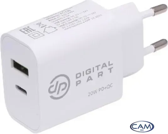 Сетевое зарядное Digital Part FC-135 (с кабелем USB Type-C)
