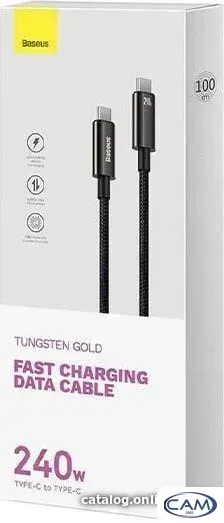 Кабель Baseus Tungsten Gold Fast Charging Data Cable USB Type-C - USB Type-C (3 м, черный)