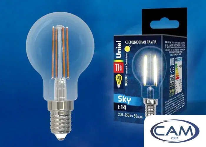 Светодиодная лампочка Uniel LED-G45-11W/3000K/E14/CL PLS02WH UL-00005176
