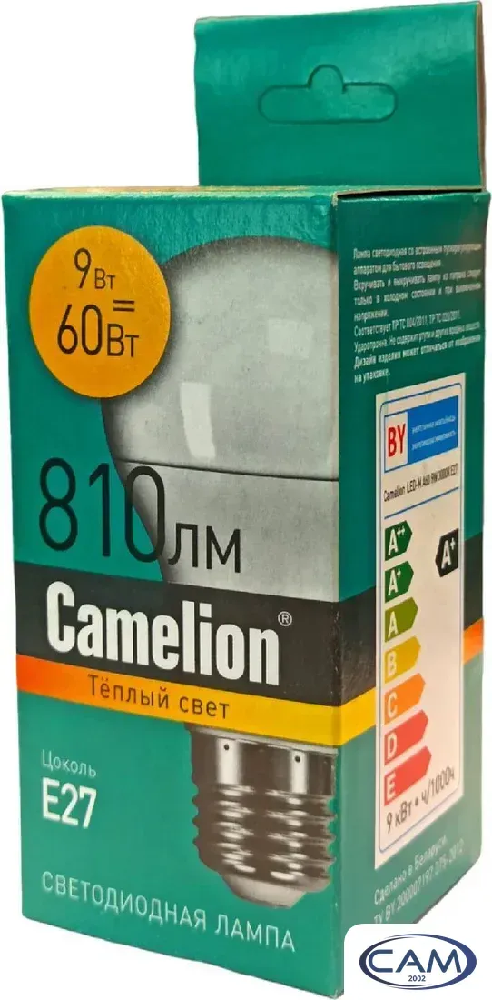 Светодиодная лампочка Camelion Е27 9Вт 3000K A60 15065
