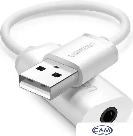 Адаптер Ugreen US206 30712 USB Type-A - 3.5 мм (0.15 м, белый)