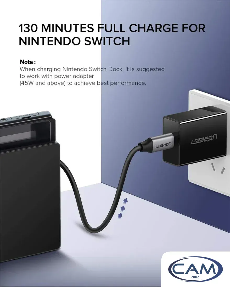 Кабель Ugreen US161 50751 USB Type-C - USB Type-C (1.5 м, черный/серый)